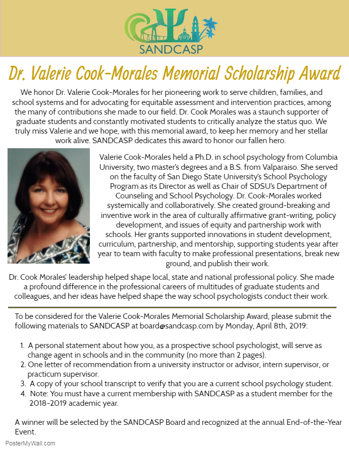 Valerie Cook-Morales Scholarship 2019 - Made with PosterMyWall